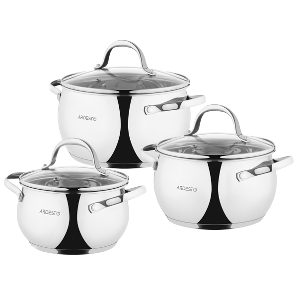 ქვაბები Ardesto AR1906GSS Cookware set Gemini Vittoria 6 pcs., stainless steel