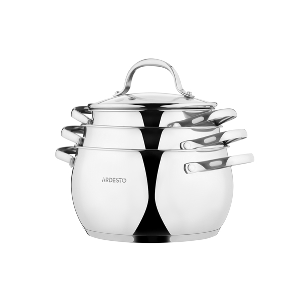 ქვაბები Ardesto AR1906GSS Cookware set Gemini Vittoria 6 pcs., stainless steel