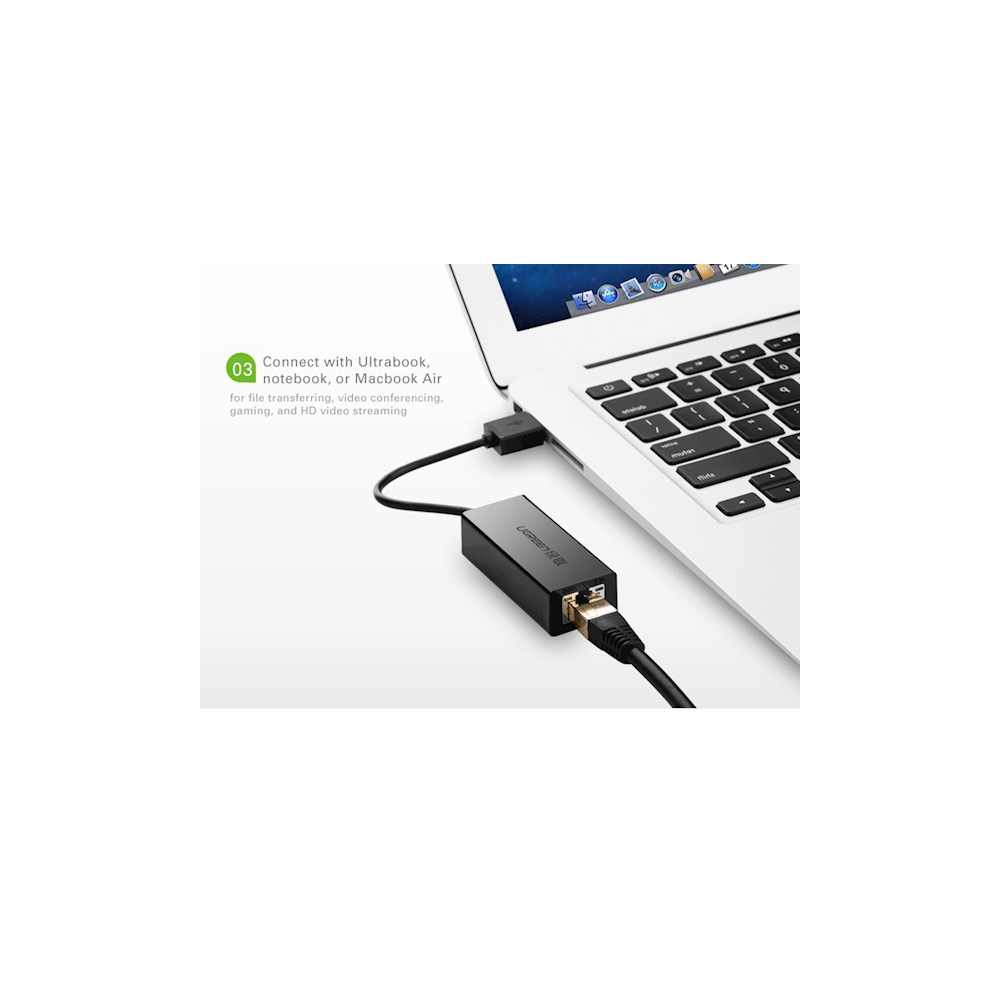 LAN ადაპტერი UGREEN EA20254 (20254), USB to LAN 10/100Mbps Ethernet Adapter, Black