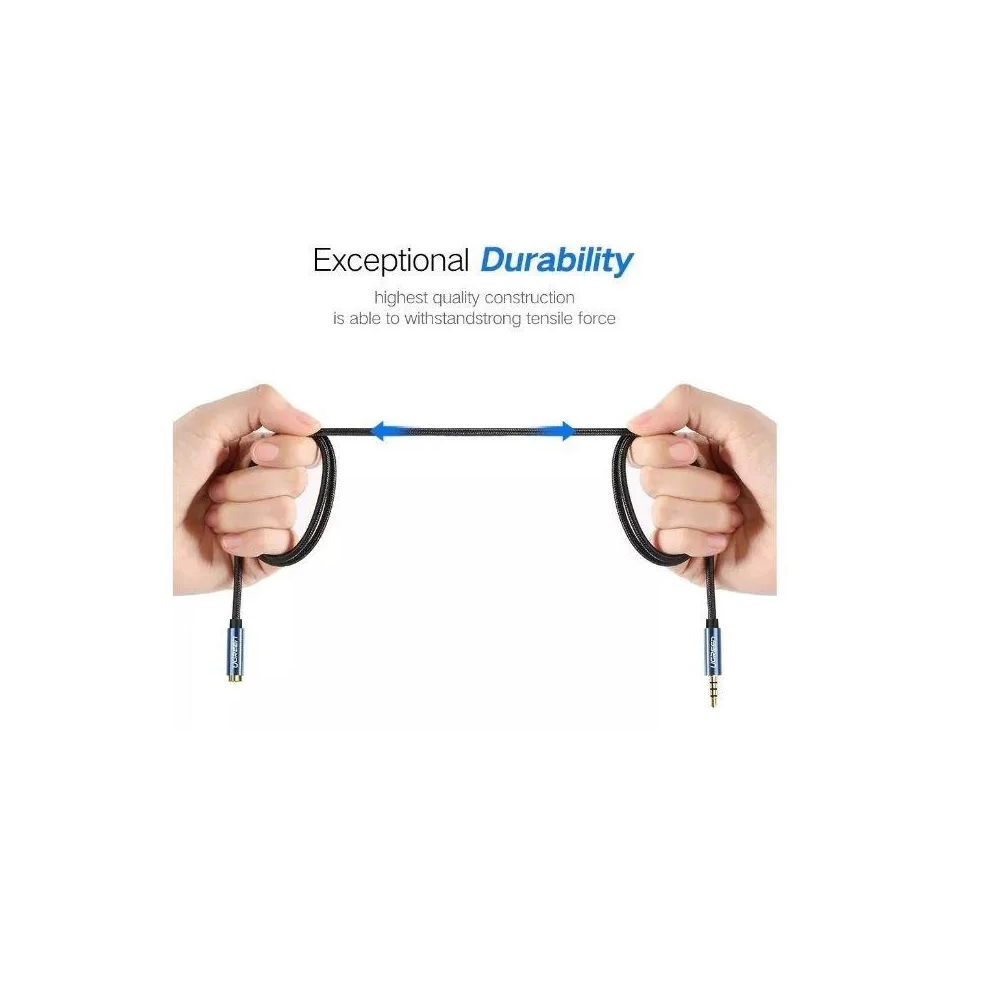 აუდიო კაბელი UGREEN (40674) 3.5mm Male to 3.5mm Female Extension Braid 1.5m (Black)