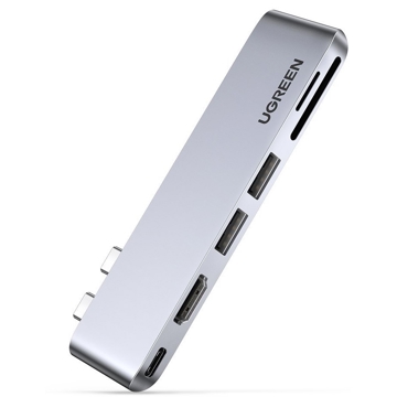 USB-C ჰაბი UGREEN CM380 (80856), Type-C, USB, HDMI, TF/SD, Grey