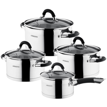 ქვაბები Ardesto AR1908GGS Cookware set Gemini Monza with drain, 8 pcs