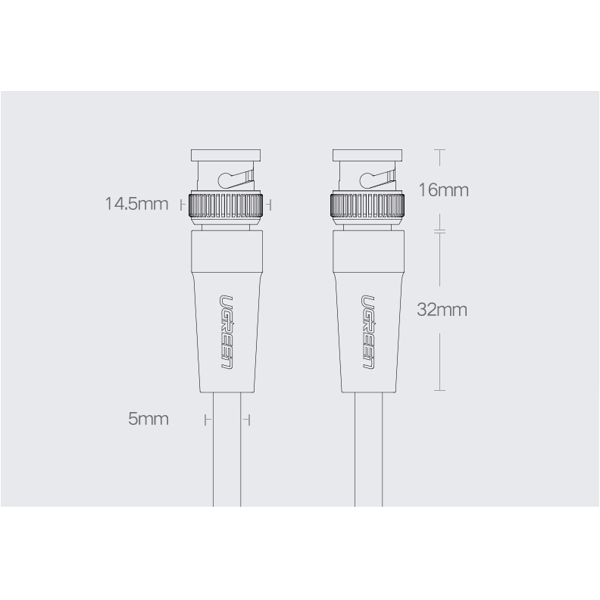 აუდიო და ვიდეო კაბელი UGREEN 50925, SDI Male To Male Audio & Video Cable, 1.5m, Black