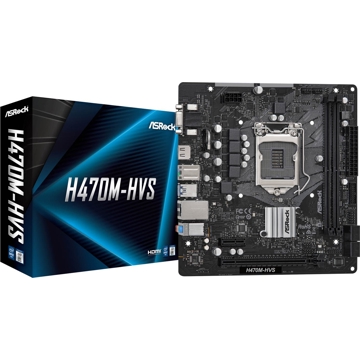 დედა დაფა ASRock H470M-HVS LGA1200, 10th Gen, 2xDIMM DDR4, 1xD-Sub, 1xHDMI, 128 Mb, SATA 6Gb/s, RAID 0, RAID 1