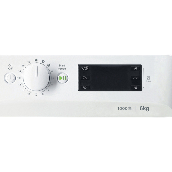 სარეცხი მანქანა INDESIT OMTWSE 61051 WK EU 6 Kg, Speed1000, Big Display A+++ White