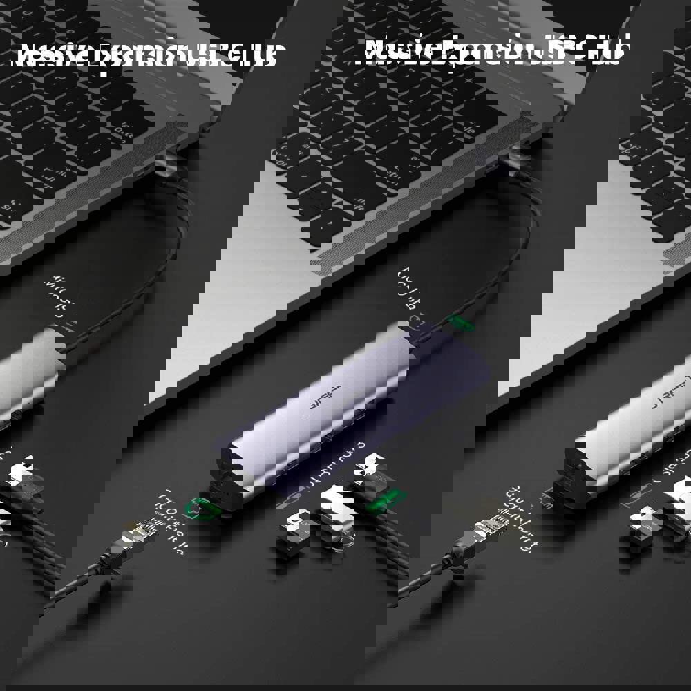 UGREEN 60718, Type-C, USB, RJ45, Micro USB, Grey