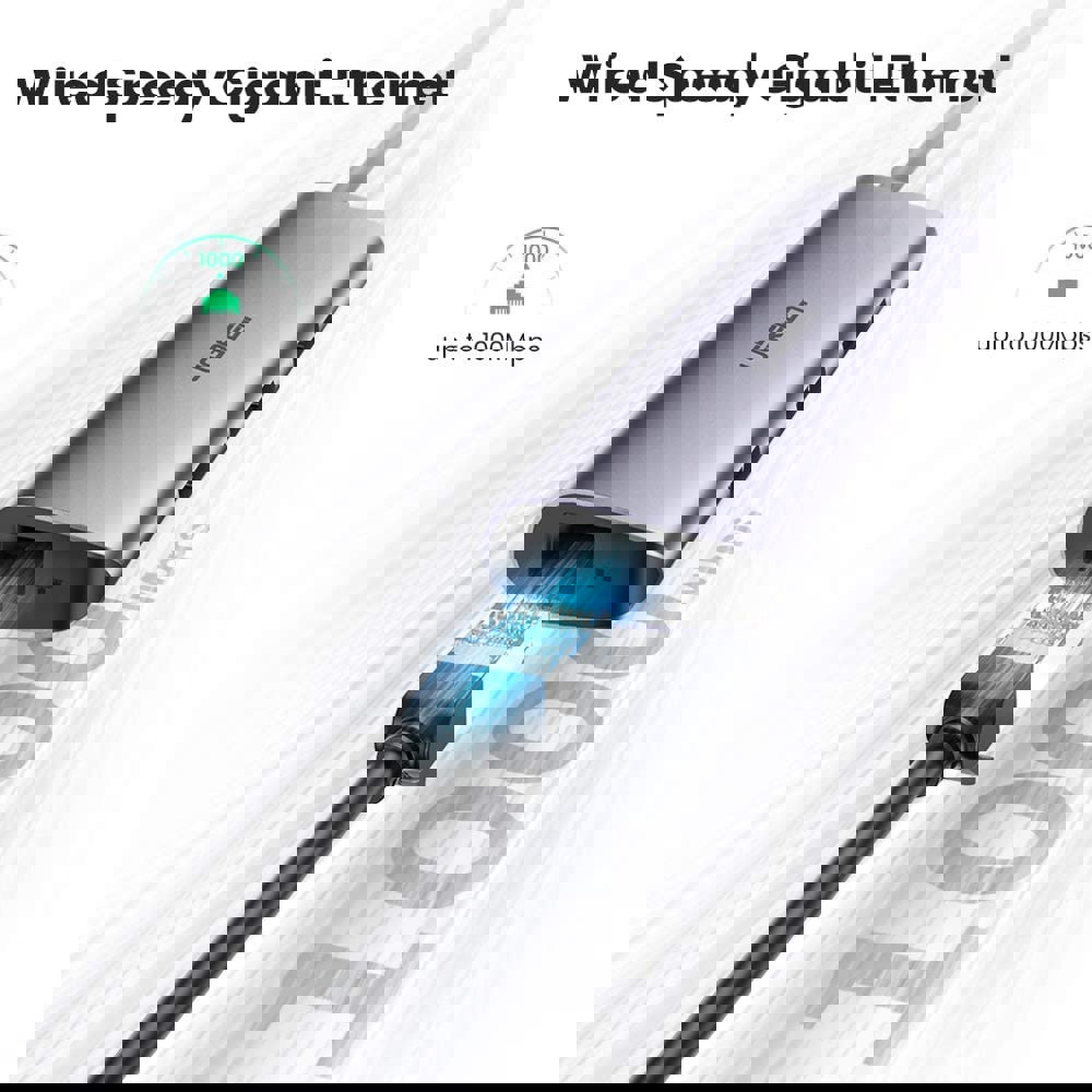 USB-C ჰაბი UGREEN 60718, Type-C, USB, RJ45, Micro USB, Grey