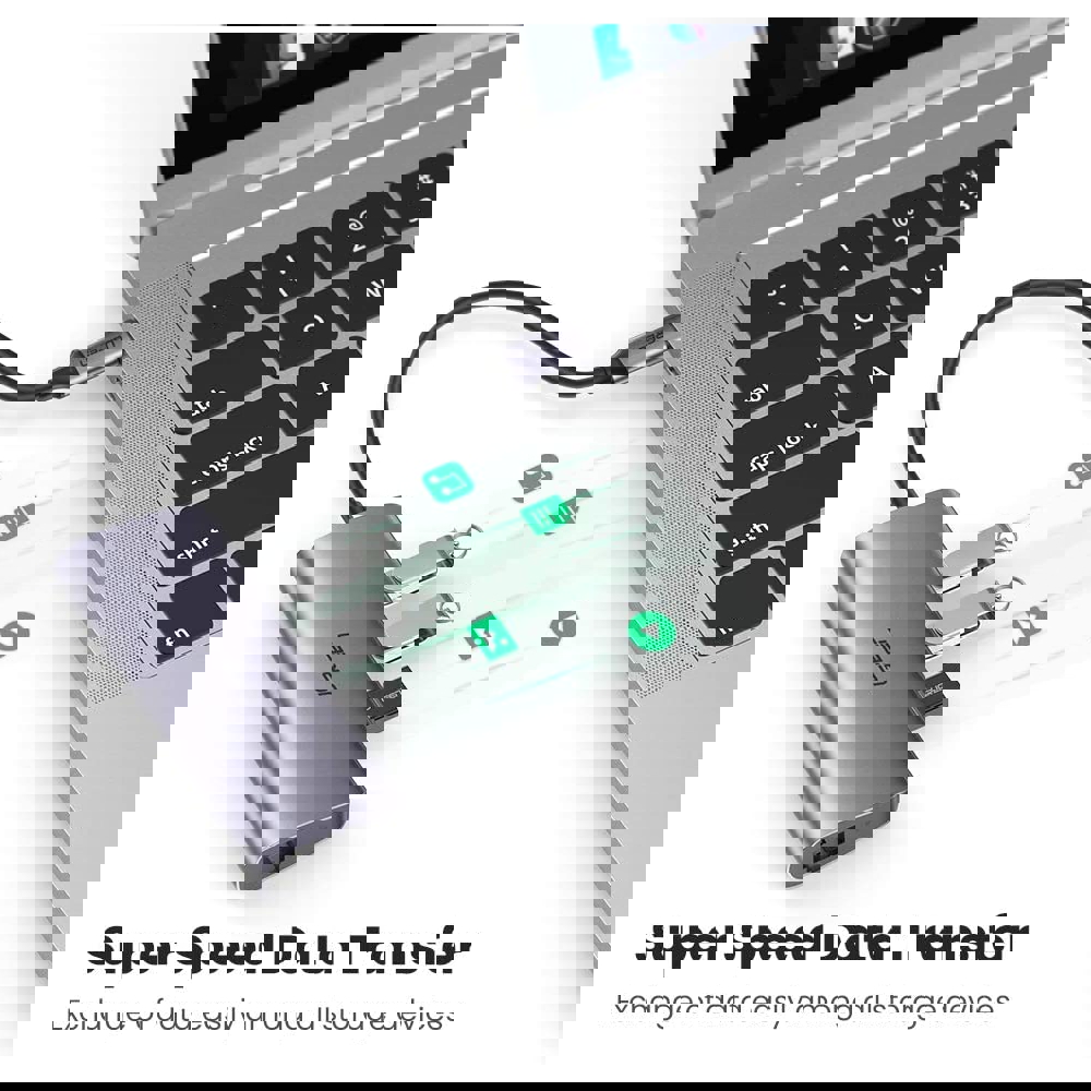 UGREEN 60718, Type-C, USB, RJ45, Micro USB, Grey