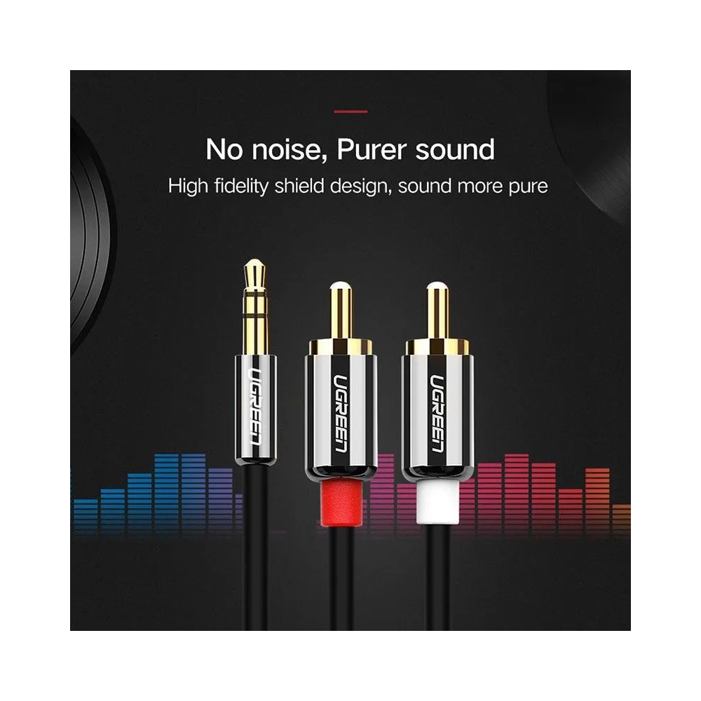 UGREEN (10583), Aux 3.5mm Male to 2RCA Male Cable, 1.5m, Black