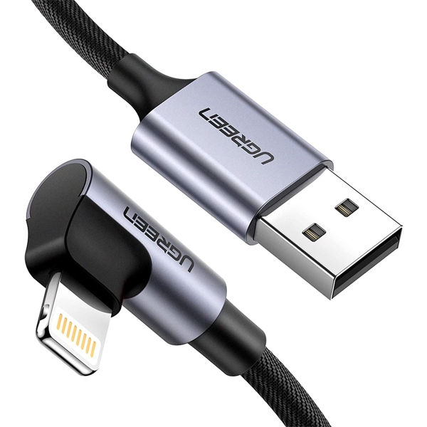 USB კაბელი UGREEN (60521) MFi Lightning for iphone Braided Cable with Aluminum Shell 1m black