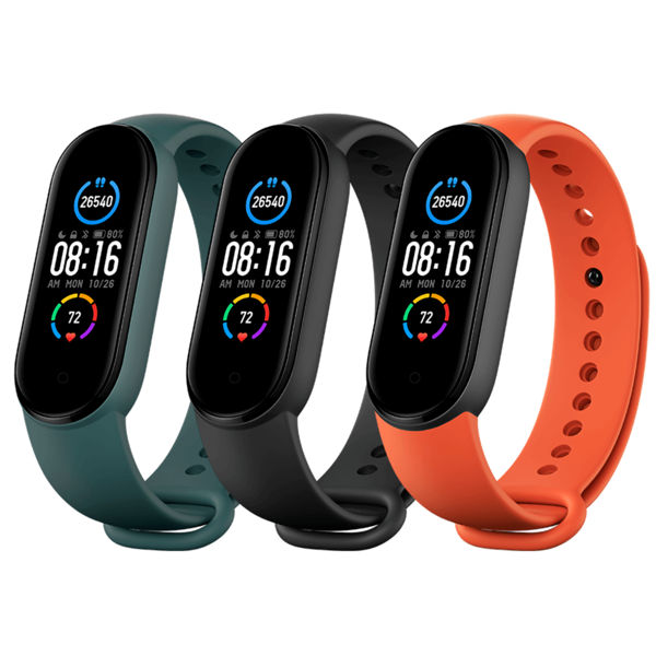 საათის სამაჯური Xiaomi Mi Smart Band 5 (3-Pack) Black, Orange, Green