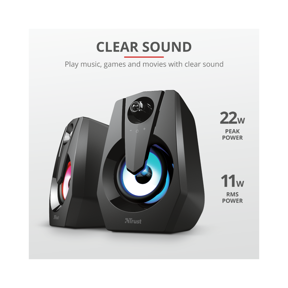 გეიმინგ დინამიკები Trust Ziva RGB Illuminated 2.0 Gaming Speaker Set