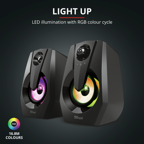 გეიმინგ დინამიკები Trust Ziva RGB Illuminated 2.0 Gaming Speaker Set