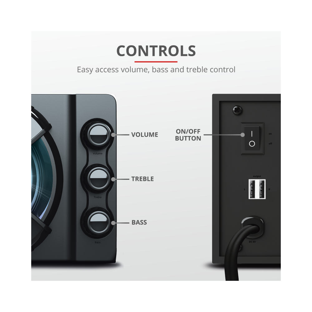 დინამიკი Trust ZIVA RGB 2.1 GAMING SPEAKER SET