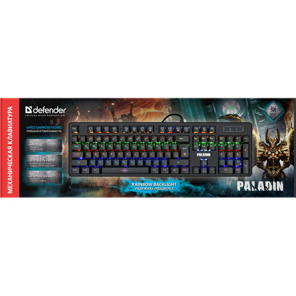 კლავიატურა DEFENDER GK-370L, Mechanical gaming keyboard, RU, backlight, Full Anti-Ghost