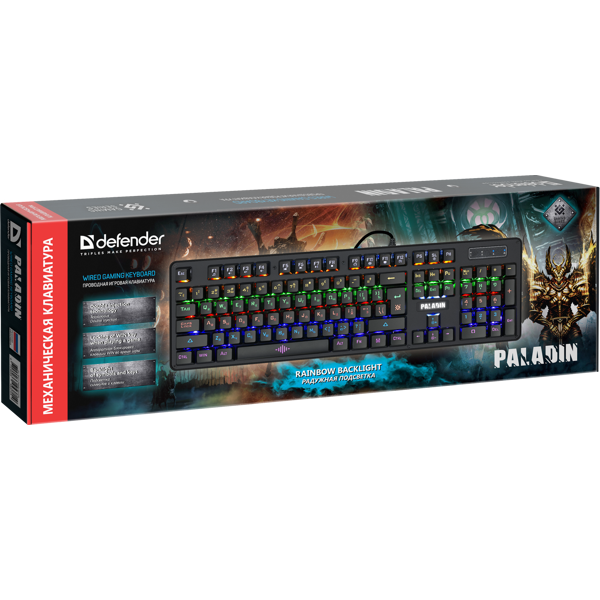 კლავიატურა DEFENDER GK-370L, Mechanical gaming keyboard, RU, backlight, Full Anti-Ghost