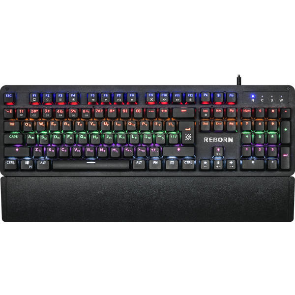 კლავიატურა DEFENDER GK-165DL, Reborn Mechanical gaming keyboard, RU, anti-ghost, rainbow