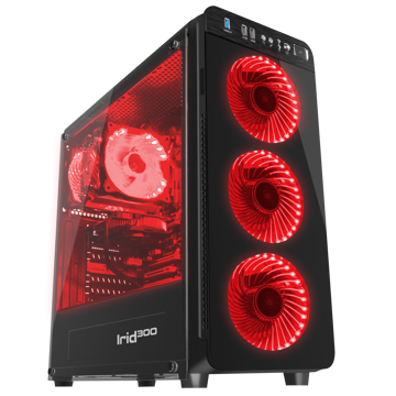 ქეისი Genesis Mid-Tower IRID 300 Black with Red Light