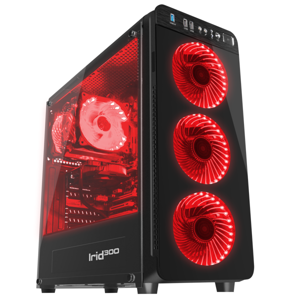 ქეისი Genesis Mid-Tower IRID 300 Black with Red Light