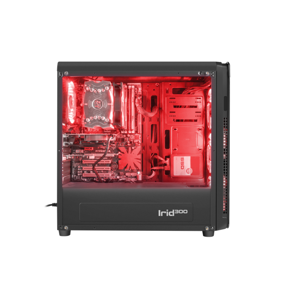 ქეისი Genesis Mid-Tower IRID 300 Black with Red Light