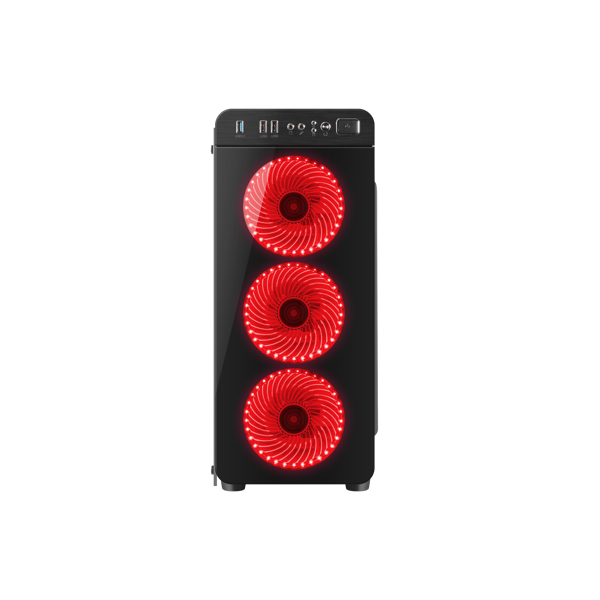 ქეისი Genesis Mid-Tower IRID 300 Black with Red Light