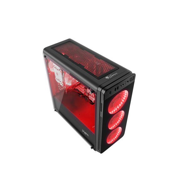 ქეისი Genesis Mid-Tower IRID 300 Black with Red Light