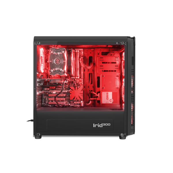 ქეისი Genesis Mid-Tower IRID 300 Black with Red Light