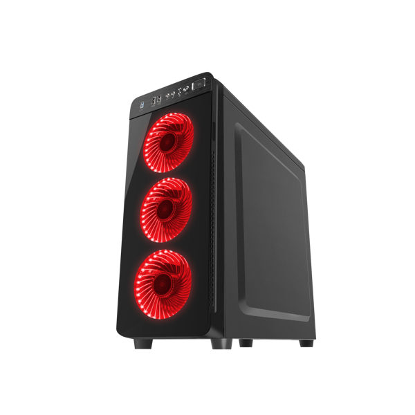 ქეისი Genesis Mid-Tower IRID 300 Black with Red Light