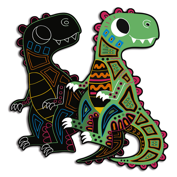 სათამაშო ბარათები Janod J07889 Scratch Art Dinosaur Cut Outs