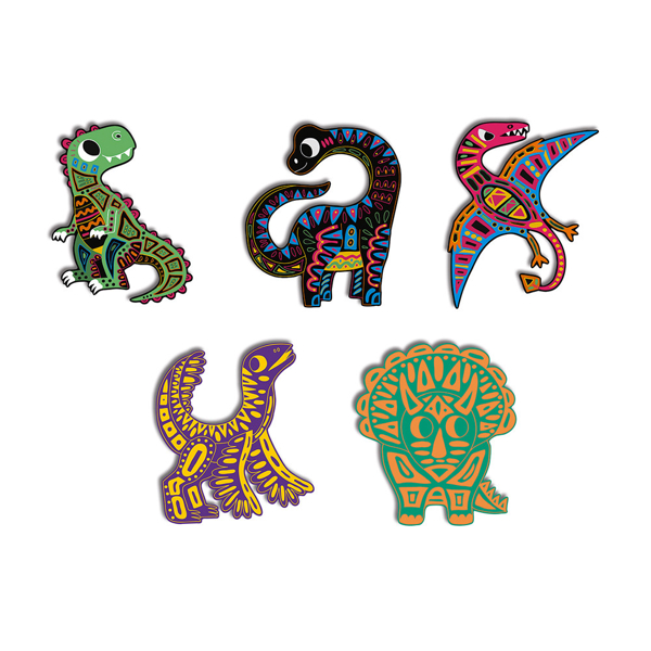 სათამაშო ბარათები Janod J07889 Scratch Art Dinosaur Cut Outs