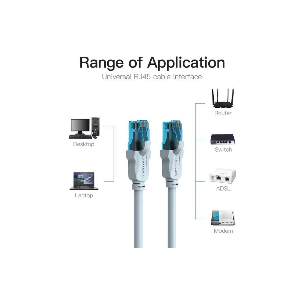 ქსელის კაბელი VENTION VAP-A10-S100 CAT5e UTP Patch Cord Cable 1M Blue