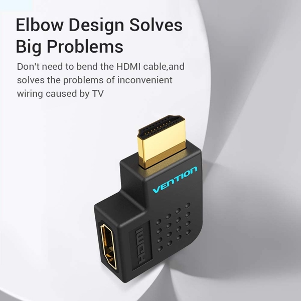 ადაპტერი VENTION AIBB0 HDMI Male to Female Adapter 90 Degree