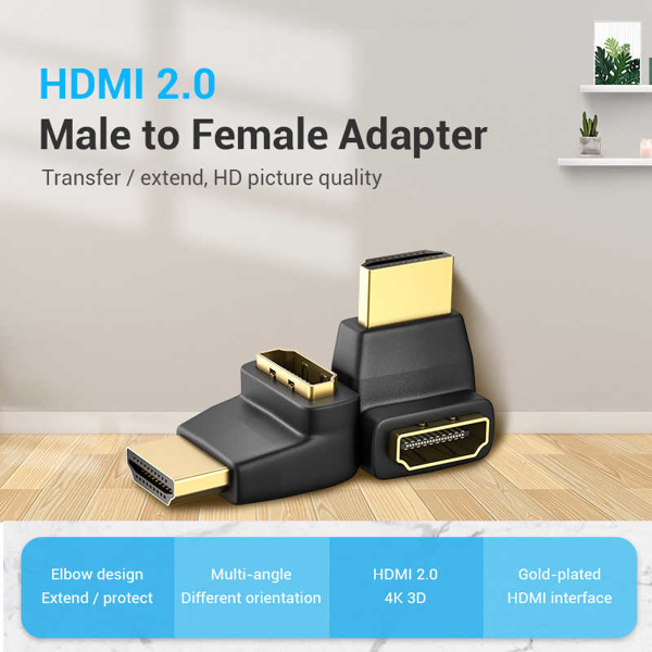 ადაპტერი VENTION AICB0 HDMI Male to Female Adapter 270 Degree