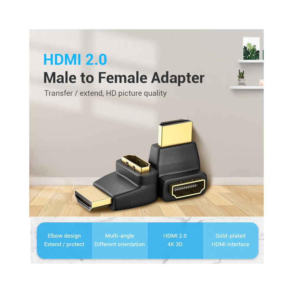 ადაპტერი VENTION AICB0 HDMI Male to Female Adapter 270 Degree