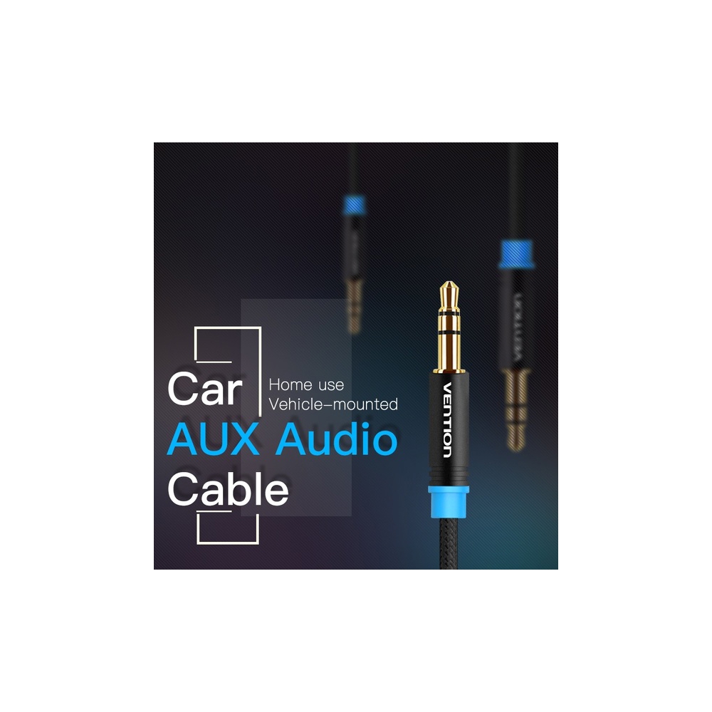 აუდიო კაბელი VENTION P350AC050-B-M 3.5mm Male to Male Audio Cable 0.5M Black