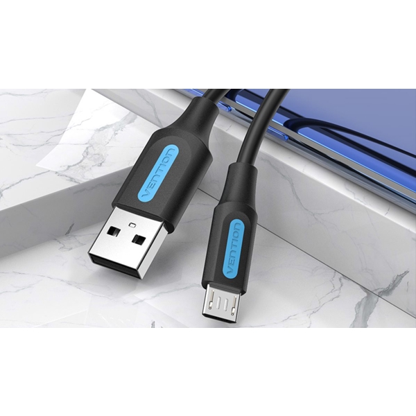 USB კაბელი VENTION COLBG USB2.0 A Male to Micro B Male Cable 1.5M Black