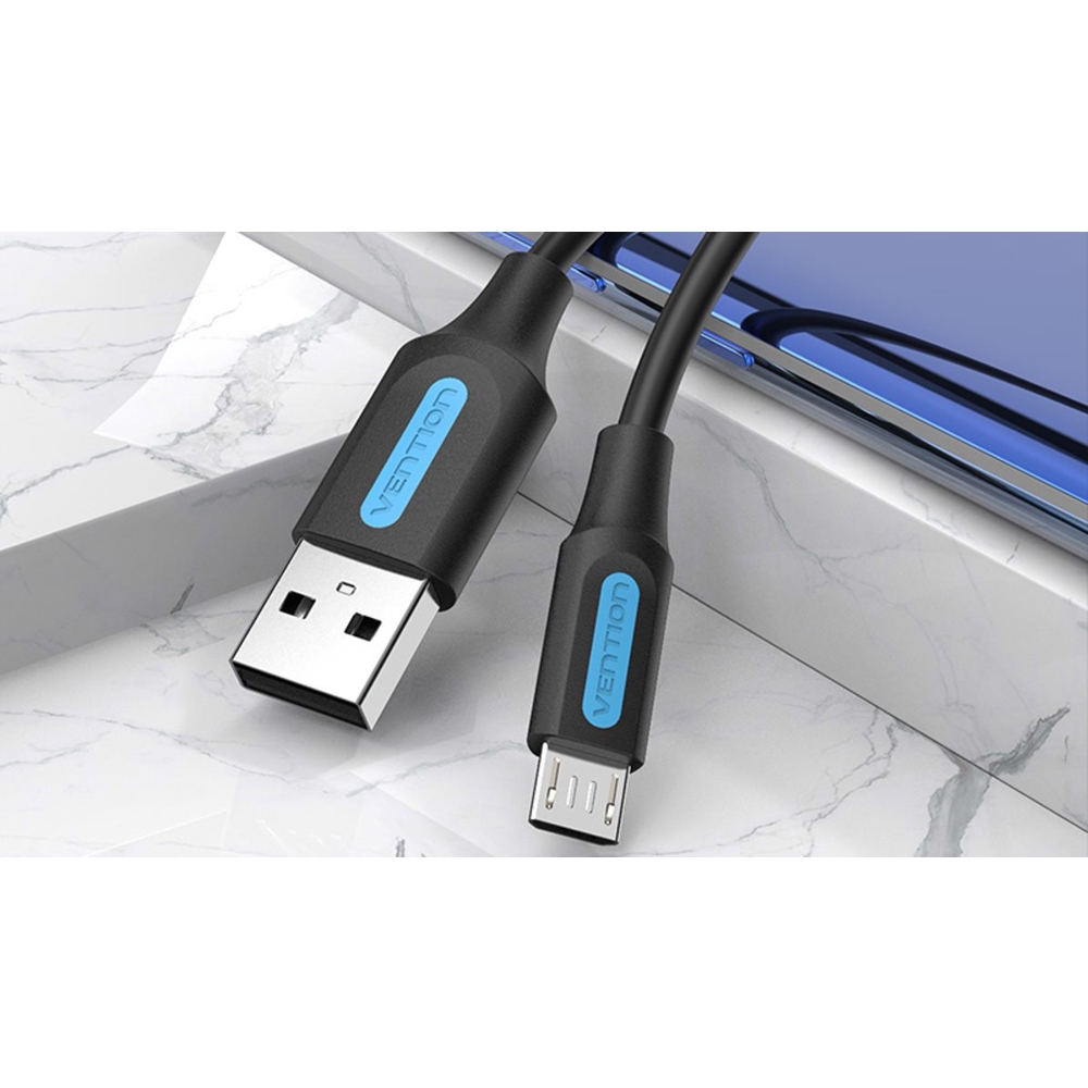 USB კაბელი VENTION COLBG USB2.0 A Male to Micro B Male Cable 1.5M Black