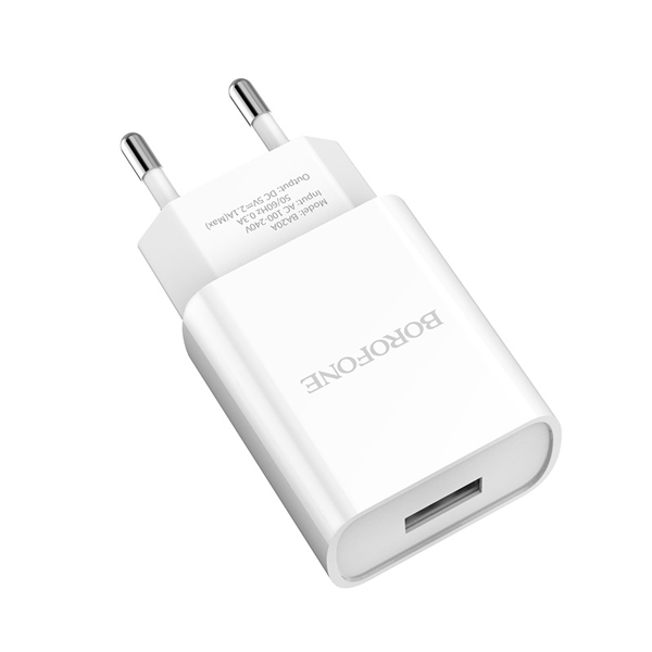 მობილურის დამტენი BOROFONE BA20A Sharp single port charger set(Micro)(EU) White