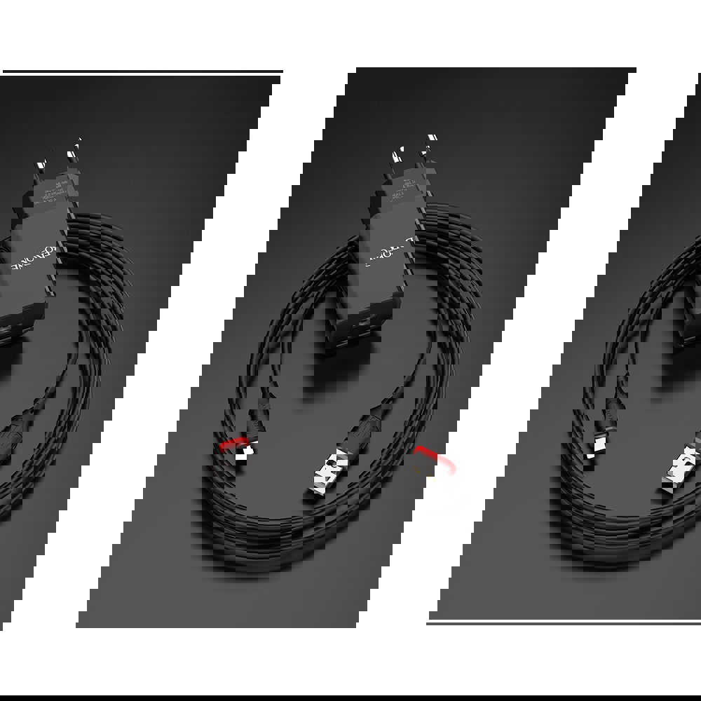 მობილურის დამტენი BOROFONE BA20A Sharp single port charger set(Lightning)(EU) Black