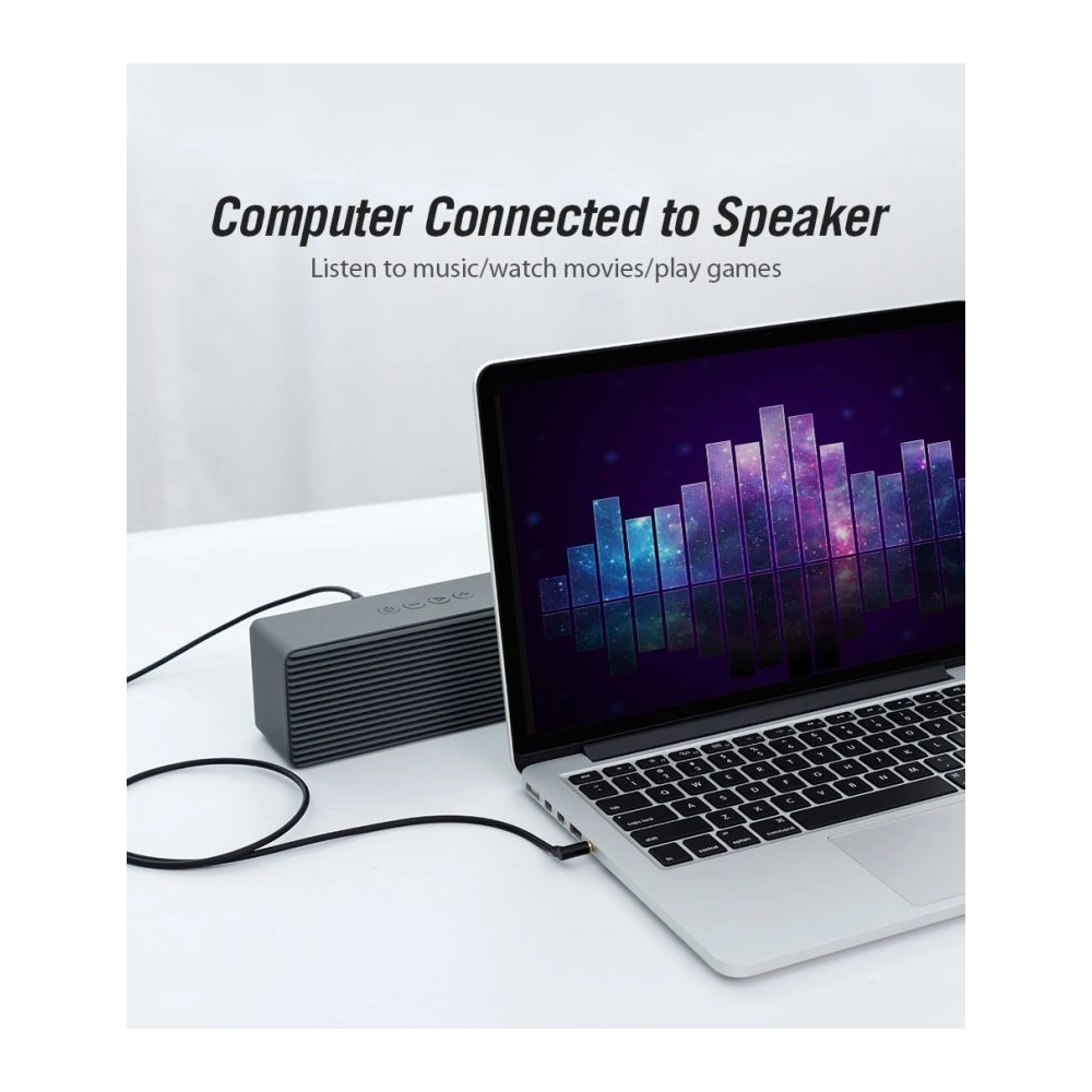 აუდიო კაბელი VENTION BAKBF-T 3.5mm Male to 90°Male Audio Cable 1M Black