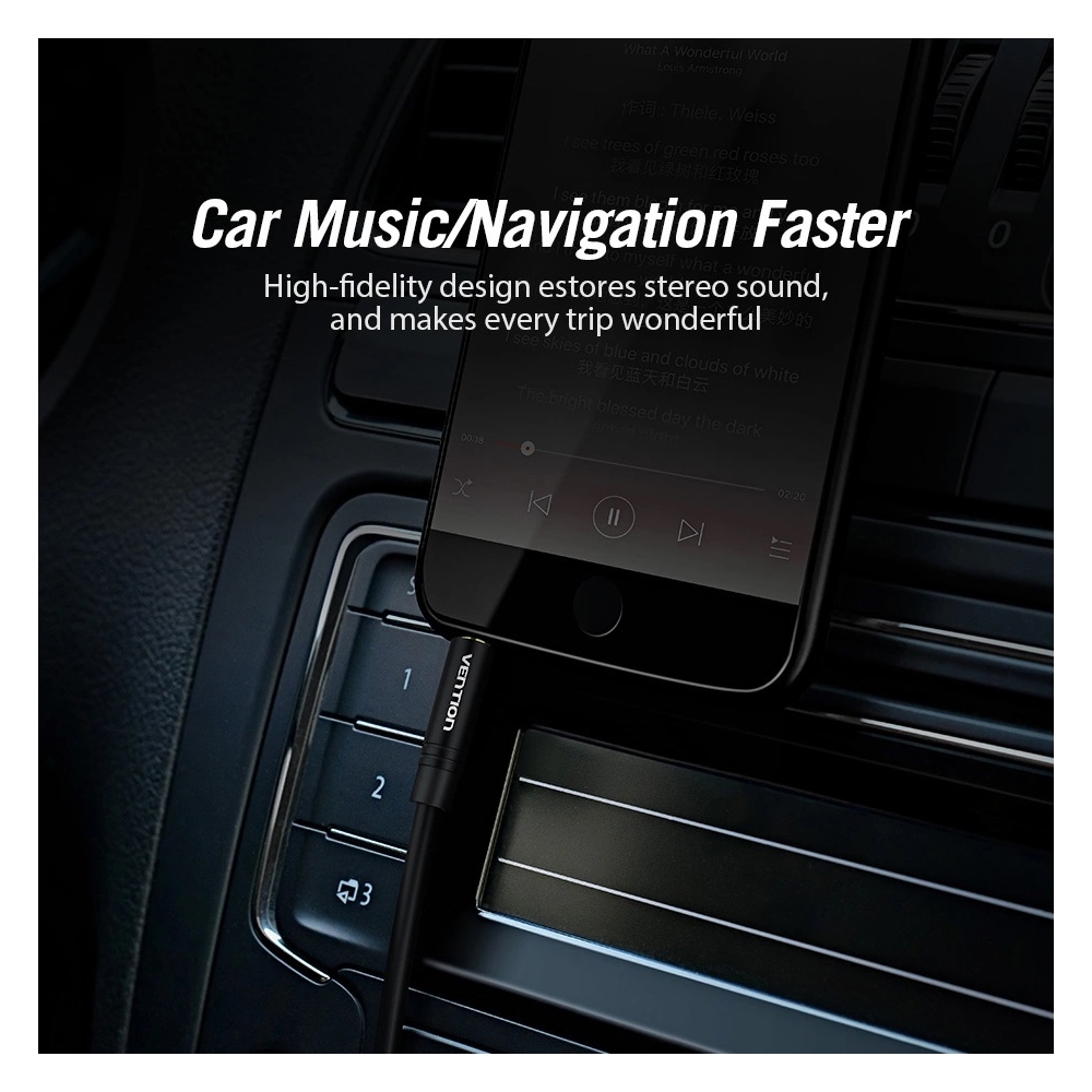 აუდიო კაბელი VENTION BAKBF-T 3.5mm Male to 90°Male Audio Cable 1M Black