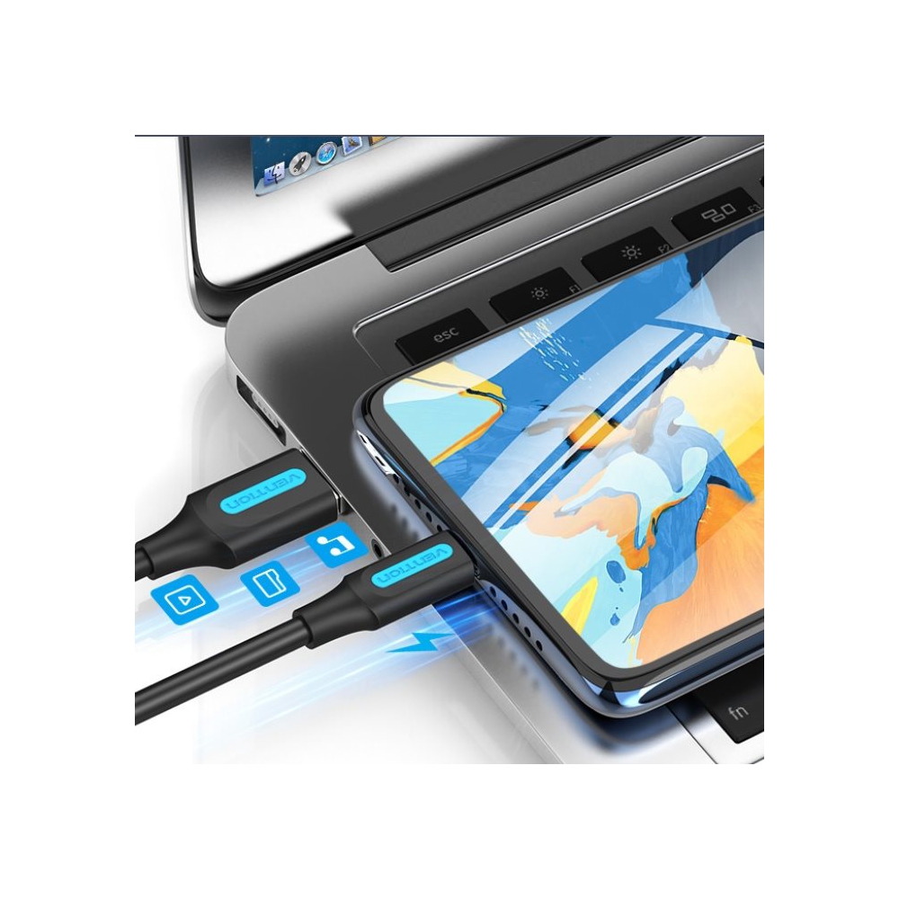 USB კაბელი VENTION COLBH USB 2.0 A Male to Micro-B Male Cable 2M Black