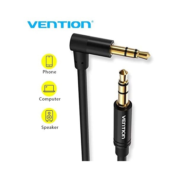 აუდიო კაბელი VENTION BAKBG-T 3.5mm Male to 90°Male Audio Cable 1.5M Black