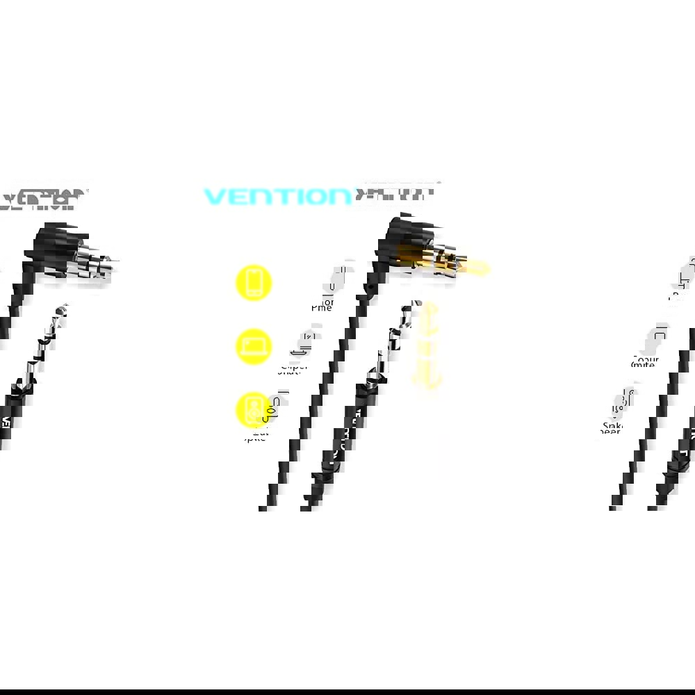 აუდიო კაბელი VENTION BAKBG-T 3.5mm Male to 90°Male Audio Cable 1.5M Black