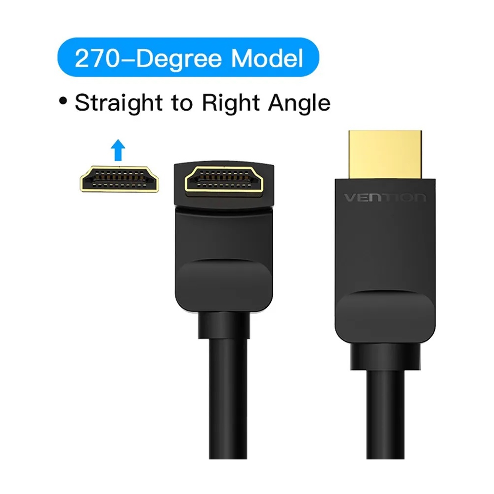 HDMI კაბელი VENTION AAQBH HDMI Right Angle Cable 270 Degree 2M Black