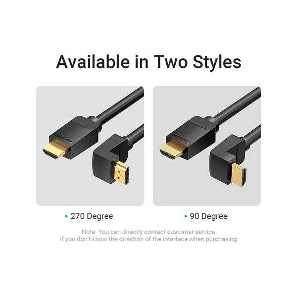 HDMI კაბელი VENTION AAQBH HDMI Right Angle Cable 270 Degree 2M Black