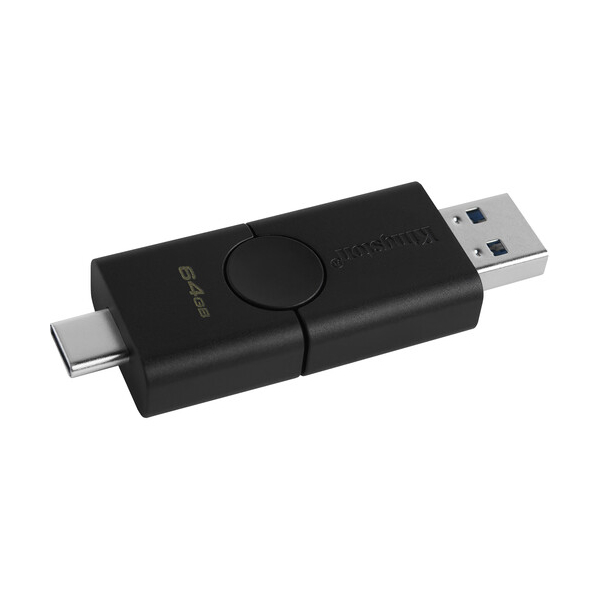 USB ფლეშ მეხსიერება Kingston 64GB USB 3.2+Type-C DT Duo Black