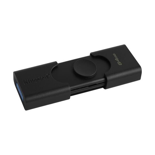 USB ფლეშ მეხსიერება Kingston 64GB USB 3.2+Type-C DT Duo Black