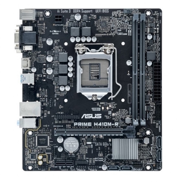 დედა დაფა ASUS PRIME H410M-R-SI, LGA1200 microATX, up to 65W, DDR4 2933 MHz, Max RAM 64GB, DVI-D, HDMI, VGA