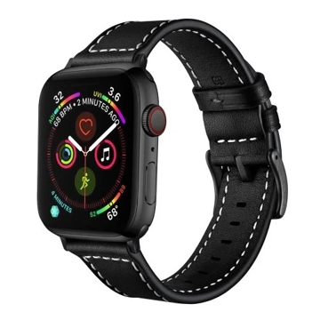 სმარტ საათის სამაჯური Classic Genuine Leather Strap for Apple Watch Series 6, SE, 5, 4 (40mm)/Series 1,2,3 (38mm) Black